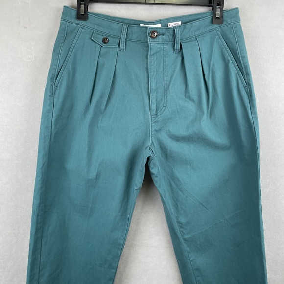 Urban Outfitters Teal Chinos Pants Pleated Front Hip Chic Trousers Mens‎ 34x32 - Picture 2 of 10